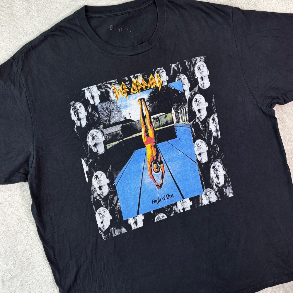 Def Leppard Men's High n Dry Album Cover Graphic T-Shirt Size XXL Black Rock